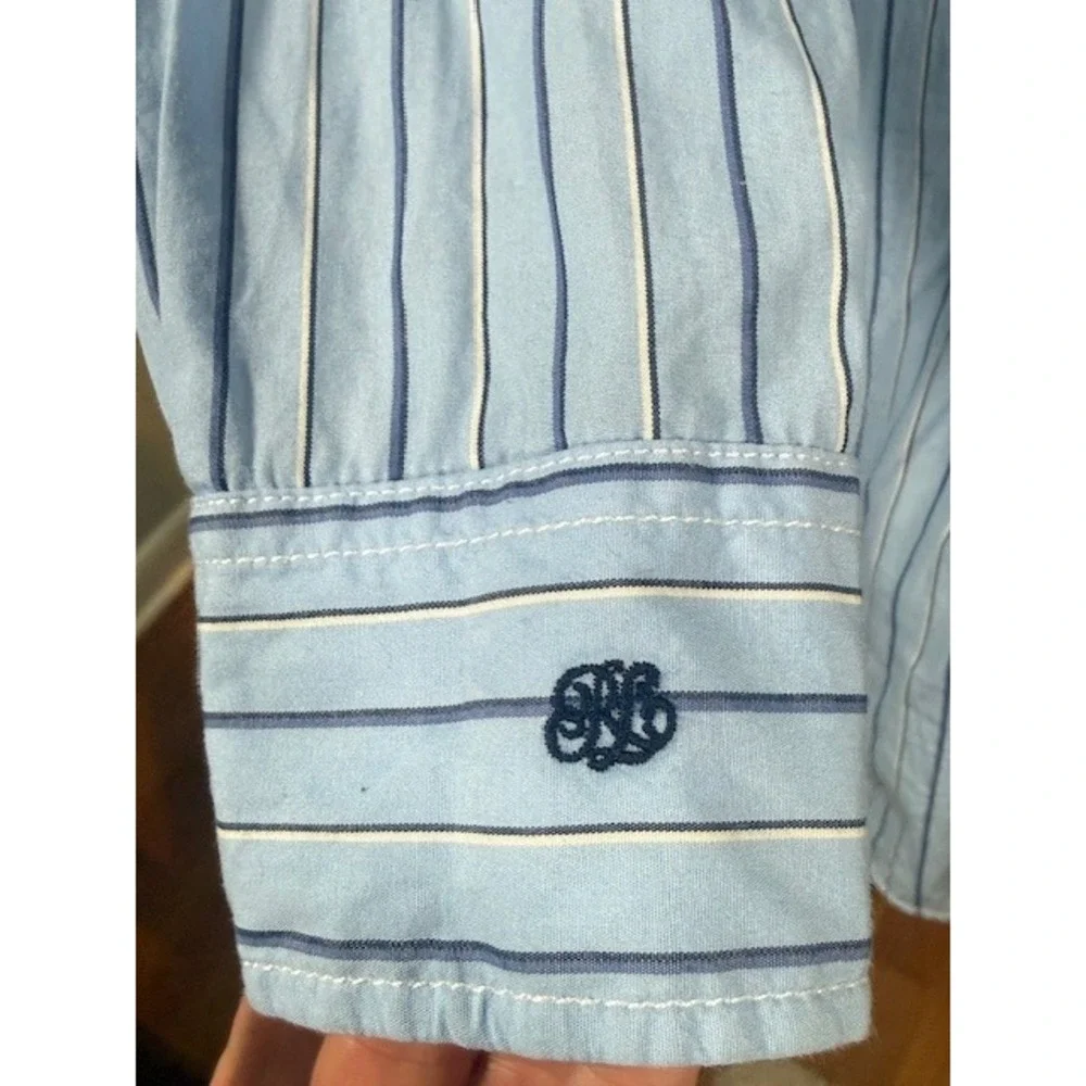Ralph Lauren Girls Striped Shirt Dress‎ Size 12 Contrast Collar Blue White